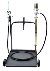 Aparat gresare pentru galeti/butoaie 180-220l, ulei pneumatic cu un randament de 3-1, un pistol cu un contor de debit, furtun ulei de 4m, carucior pentru butoi PROFITOOL - Img 2