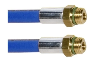 Furtun extensie de la statie AC la LP R1234yf/R134a, lungime LP/HP: 3m, M12X1.5 mufa tip Tata culoare albastru ERRECOM