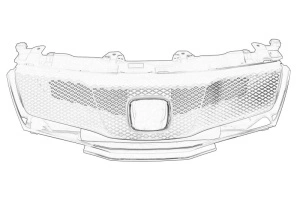 Grila Fata HONDA CIVIC VIII 2005-2011 - (banda cromata; grila; plasa de transfer) - Original OE