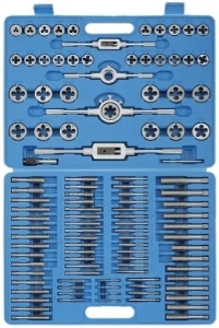 Set instrumente filetare actionare manuala, metric 110 buc, dimensiune filet: M10x1/M10x1,25/M11x1,5/M12x1/M12x1,25/M12x1,5/M12x1,75/M14x1/M14x1,25/M14x1,5/M14x2/M16x1/M16x1,5/M16x2/M18x1,5/M2x0,4/M3x