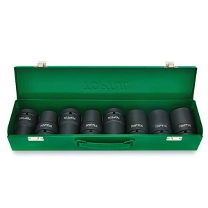 Set tubulare cu impact 1", 8buc, Hexagonale, dimensiune metrică: 27, 30, 32, 33, 35, 36, 38, 41; cu pereți subțiri; TOPTUL