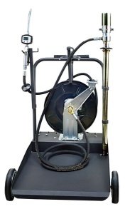 Aparat distributie ulei 180-220l, pompa ulei pneumatica, randament de 3-1, pistol cu debitmetru, rola furtun 15m, cărucior pentru butoi PROFITOOL - Img 2