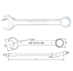 Cheie cleste combinat, 15 °, dimensiune metrica: 65 mm, marime: 65, lungime: 699mm, final: satin cromat TOPTUL - Img 2