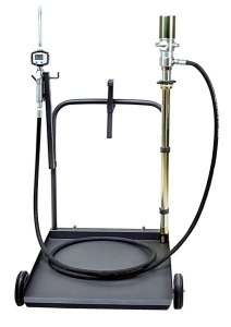 Distribuitor ulei cu carucior 50-60 litri pompa pneumatica transfer raport 5:1 pistol display cantitate furtun 4 m PROFITOOL