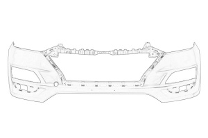 Grila bara Fata HYUNDAI TUCSON 2015-2023 - (cu gauri pentru Proiector ceata, cu gauri pentru lumini de zi, plastic) - Original OE