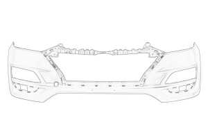 Grila bara Fata HYUNDAI TUCSON 2015-2023 - (cu gauri pentru Proiector ceata, cu gauri pentru lumini de zi, plastic) - Original OE