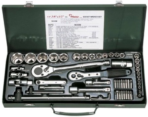Set chei tubulare HANS 9655M Patrat, Cap cruce (PH), Hexagon, Torx, fanta, actionare: 1/2, 1/4, 3/8inch