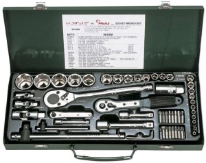 Set chei tubulare HANS 9655M Patrat, Cap cruce (PH), Hexagon, Torx, fanta, actionare: 1/2, 1/4, 3/8inch
