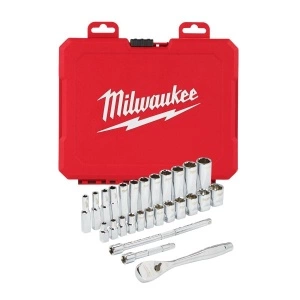 Set scule / Set prize, omogen 28 buc, profil: Hexagonal, priză / antrenare: 1/4", ambalaj: valiză din plastic MILWAUKEE
