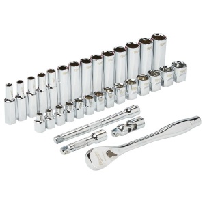 Set scule / Set prize, omogen 32 buc, profil: Hexagonal, priză / antrenare: 3/8", ambalaj: valiză din plastic MILWAUKEE - Img 2