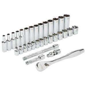 Set scule / Set prize, omogen 32 buc, profil: Hexagonal, priză / antrenare: 3/8", ambalaj: valiză din plastic MILWAUKEE - Img 2