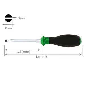 Surubelnita (Cap plat) plat, dimensiune metrica: 5,5 mm, standard, lungime: 125 mm, lungime totala: 240 mm, maner: ergonomice / izolat, varf: calit/intarit/izolat/magnetic/negru TOPTUL