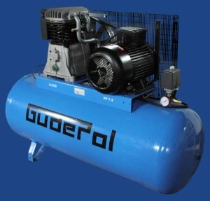 Compresor cu piston GUDEPOL serie Blue, 5,5 kW 400V 10 bar, eficienta: 830l/min., rezervor: 270L, numar cilindri: 2buc