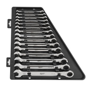 Set chei combinate / clichet,, 12 unghiuri, dimensiune metrica: 10, 11, 12, 13, 14, 15, 16, 17, 18, 19, 20, 21, 22, 8, 9 mm, finisaj: oglinda MILWAUKEE - Img 1
