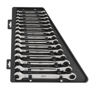 Set chei combinate / clichet,, 12 unghiuri, dimensiune metrica: 10, 11, 12, 13, 14, 15, 16, 17, 18, 19, 20, 21, 22, 8, 9 mm, finisaj: oglinda MILWAUKEE