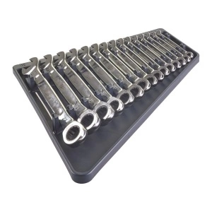 Set chei combinate / clichet,, 12 unghiuri, dimensiune metrica: 10, 11, 12, 13, 14, 15, 16, 17, 18, 19, 20, 21, 22, 8, 9 mm, finisaj: oglinda MILWAUKEE - Img 2