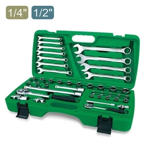 Set chei combinate tubulare cu clichet, Toptul 42 piese