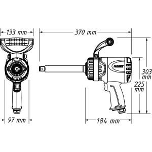 Surubelnita electrica 4-Point pivot 3/4", 3800 Nm, putere 1758 Nm, 5200 rev./min., consum aer: 147,2 l/min., greutate: 5,5 kg, lungime surubelnita: 370 mm HAZET - Img 3