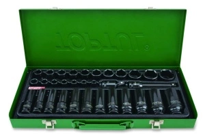 Set tubulare impact Hexagonal, dimensiune tubulara: 1/2", 32 buc, lung, scurt, TOPTUL