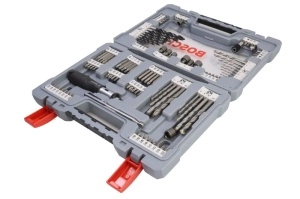 Kit burghiu, HSS-G / HSS-R, 105buc, diametru burghiu: 2; 2,5; 3; 4; 5; 6; 7; 8mm, destinat pentru: beton/lemn/metal (Biti si socluri X-Line Premium) BOSCH