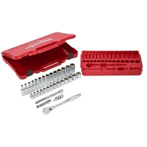 Set scule / Set prize, omogen 32 buc, profil: Hexagonal, priză / antrenare: 3/8", ambalaj: valiză din plastic MILWAUKEE - Img 3