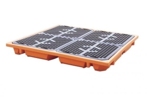Tava colectare ulei 4 recipiente, capacitate 215l, dimensiuni 1410x1410x140 mm, portocaliu KINGSPAN
