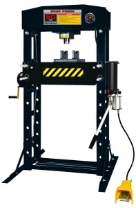 Presa hidraulica, incarcatura: 50 t, structura sudata, cilindru miscator, cursa cilindru: 200 mm, operat manual; MANOMETER; PROFITOOL
