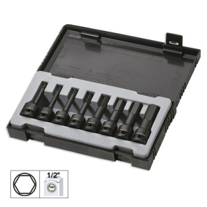 Set 8 imbusuri de impact hexagonale lungi 1/2" JBM