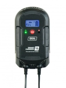 Incarcator baterii SMART CHARGE 15 LCD, voltaj incarcare: 12/24 V IDEAL, curent schimbat: 8/15A, alimentare electrica: 230V, tip baterie: AGM/GEL/MF/WEL