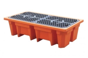Suport scurgere 2 butoaie 240 litri 140x760x420 mm portocaliu TITAN EKO