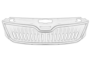 Grila Fata SKODA RAPID dupa 2012 - (cu dungi crom) - Original OE