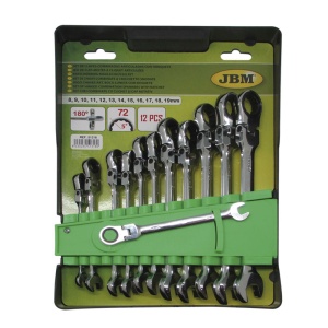 Set 12 chei combinate cu clichet si cap oscilant JBM - Img 1
