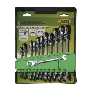 Set 12 chei combinate cu clichet si cap oscilant JBM