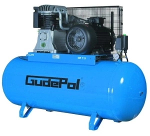 Compresor cu piston GUDEPOL serie Blue, 4 kW 400V 10 bar, eficienta: 653l/min., rezervor: 270L, numar cilindri: 2buc