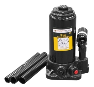Cric capacitate de ridicare: 5000 kg, înălțime minimă de ridicare 185 mm, înălțime maximă de ridicare: 356 mm, număr de pistoane: 1, culoare: negru PROFITOOL