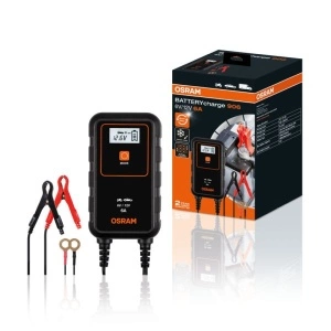 Incarcator baterii, voltaj incarcare: 6/12 V OSRAM, curent schimbat: 6A, alimentare electrica: 230V, tip baterie: AGM/Li-Ion/VRLA, cu iluminarea zonei din spatele mașinii