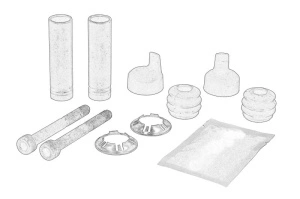 Kit reparare etrier Stanga/Dreapta Fata - (capac protector, manșoane cu șuruburi, suruburile de montare) - Original OE