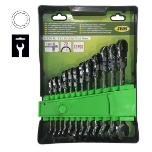 Set 12 chei combinate cu clichet si cap oscilant JBM - Img 2