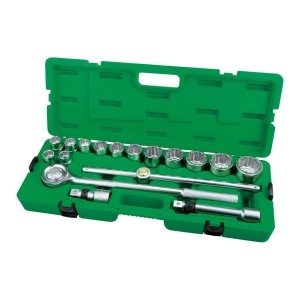 Set scule 3 / 4 17 piese in cutie plastic, 12 colturi tubulare: 19, 21-24, 27, 30, 32, 36, 38, 41, 46, 50mm TOPTUL