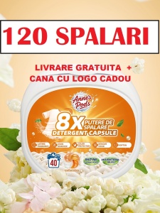 120 x Capsule detergent pentru rufe, Annes Pods, 4in1, 25grame, aroma Passionate Love, capsule detergent lichid concentrat cu microcapsule