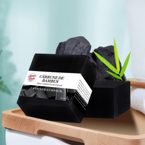 Sapun vegetal, facut manual, din carbune de bambus, 100 gr. - Img 2