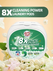 120 X Capsule detergent pentru rufe ,Annes Pods, 4in1, 25 grame, aroma Herbal Garden, capsule detergent lichid concentrat cu microcapsule - Img 3