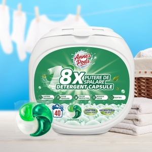 Capsule detergent pentru rufe ,Annes Pods , 4in1 , 25 grame , aroma Herbal Garden ,capsule detergent lichid concentrat cu microcapsule, 40 Spalari - Img 6