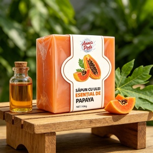 Sapun cu ulei esential de papaya,facut manual, 100gr - Img 3