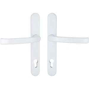 Garnitură mânere ușă greenteQ DG 58, scut îngust 35 mm, PZ 92, alb RAL 9016