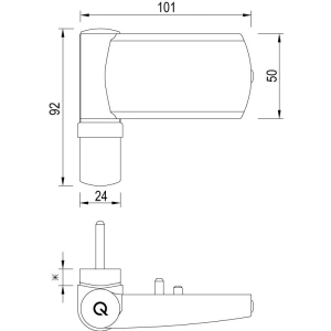 Balama ușă PVC greenteQ TB100, reglabilă 3D, max. 100 kg, aur perlat RAL 1036 - Img 2