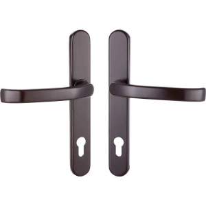 Garnitură mânere ușă greenteQ DG 58, scut îngust 35 mm, PZ 92, maro RAL 8019