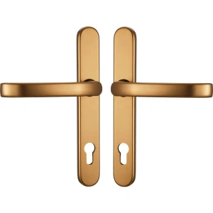 Garnitură mânere ușă greenteQ DG 58, scut îngust 35 mm, PZ 92, bronz F4