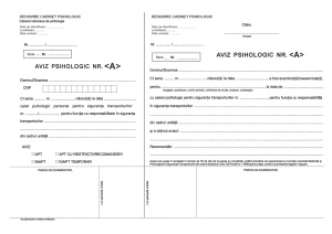 Aviz psihologic pentru siguranța transporturilor A4 personalizat – autocopiativ
