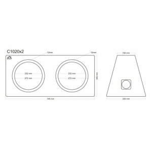 Incinta subwoofer universala, 2 x 250 mm, 2 x 20L - COD C1020x2 - Img 3